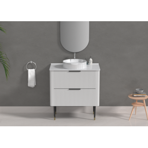 Line R-Corner Matte White All Drawers Vanity Cabinet Only